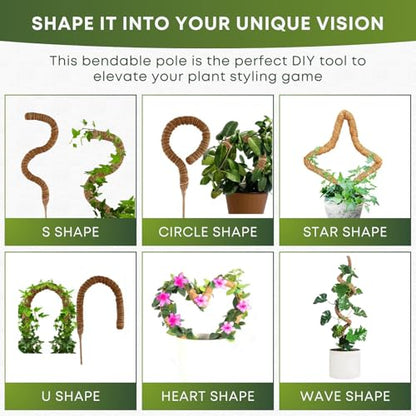 Moss Pole Monstera Plant Support | 48 Inch Plant Stakes for Indoor Plants | Coconut Palm Fiber Moss Poles for Climbing Plants | Handmade Plant Sticks Support Tall Monstera, Pothos & More