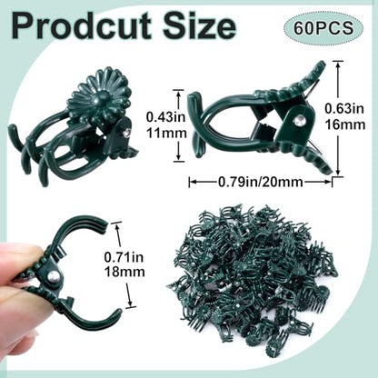 OIIKI 60pcs Orchid Clips for Plants Support, Plant Orchid Support Clips, Vine Tools Supports for Garden Climbing Stems Vines Climbing Plants- Dark Green