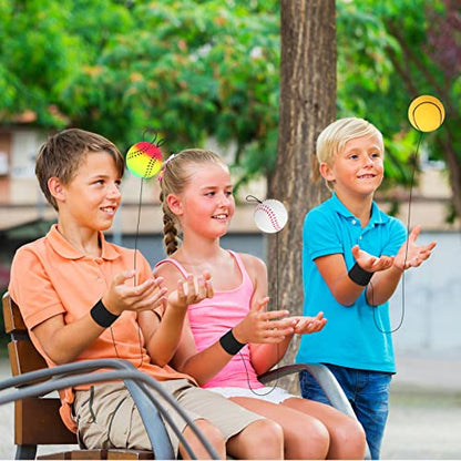 Skylety 24 Pcs Wrist Bounce Ball on String, Rubber Classic Style for Kids - style: Classic Style