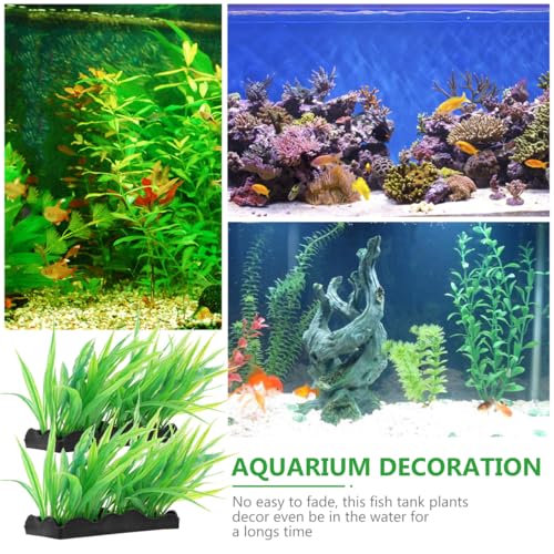 POPETPOP 3Pcs Aquarium Fake Plants Realistic Plastic Fish Tank Decoration Artificial Aquatic Grass for Fresh and Saltwater 4.72X3.93X1.65 Inches