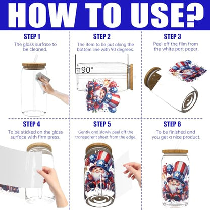 4 PCS 4th of July Gnome UV DTF Cup Wrap for 16oz, Rub on Transfer Stickers Glass Mugs, High Viscosity Permanent UV DTF Sticker, Coffee Cups, Water Bottles and Personalized Crafts - style: 4th of July Gnome