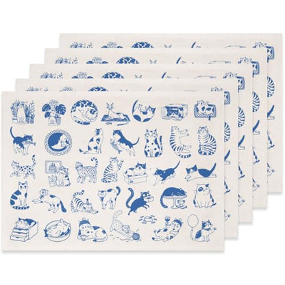 SUPERDANT 5 Pcs Cat Underglaze Transfer Pottery Decal Ceramic Cat Decal for Mugs Plates Blue - style: Cartoon Cat