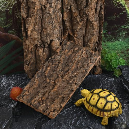 Ipetboom 3 Pcs Natural Cork Bark Terrarium Background 7.87X4.13X0.59In Reptile Tank Decor Aquarium Bark Wall Habitat for Gecko Lizard Tortoise Frog