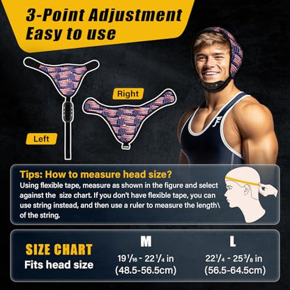 Trymaker Wrestling Headgear, Youth Wrestling Head Gear with Chin Cup | Two Size, Sorf Ear Guard, Sandwich Layer Design, Lightweight, MMA, Jiu-Jitsu, BJJ - size: L (21 1/4" - 25 1/4"), style: Blue
