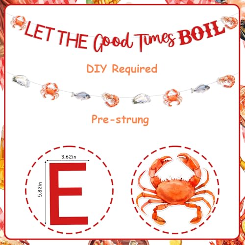 Cheereveal Let the Good Times Boil Party Decorations Kit, Seafood Banner Garland Cake Toppers Cupcake Picks, Red White Yellow Balloons, Crawfish Lobster Shrimp Boil Birthday Bridal Shower Decor