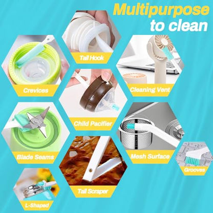 Ice Machine Cleaner Brush Sets, 14pcs Countertop Ice Maker Cleaner Tools, Gap Crevice Cleaning Brushes Tools Small Spaces, Scrub Sponge, Thin Brush for Cleaning Window Track, Straw, Bottle
