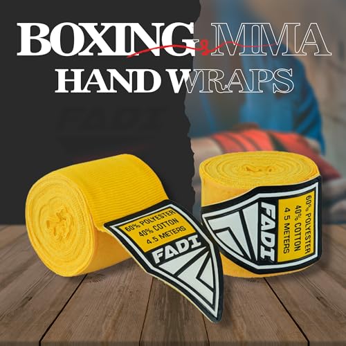 180-Inch Boxing Hand Wraps for Men & Women - Elastic Inner Gloves for Boxing, MMA, Kickboxing, Muay Thai - Pair (Green) - color: Yellow