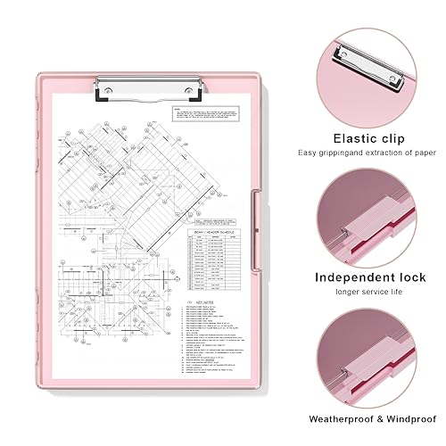 Hongri Clipboard with Storage, Pink 8.5 x 11 Clip Board, Dual Compartmen - color: Pink
