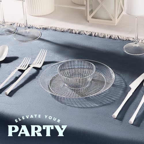 PLASTICPRO 50 Pack Small Plastic Bowls Crystal Like 6 oz Bowls Elegant Clear Plastic Bowls for Party and Occasions - size: 6 OUNCE BOWLS