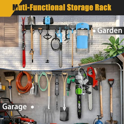KOFANI 48IN 700LB Heavy Duty Garage Tool Organizer Wall Mount Storage Rack | Suitable for Garage Organization and Storing Various Tools Such as Ahovels, Rakes, Brooms, Leaf Blowers and Hoses.