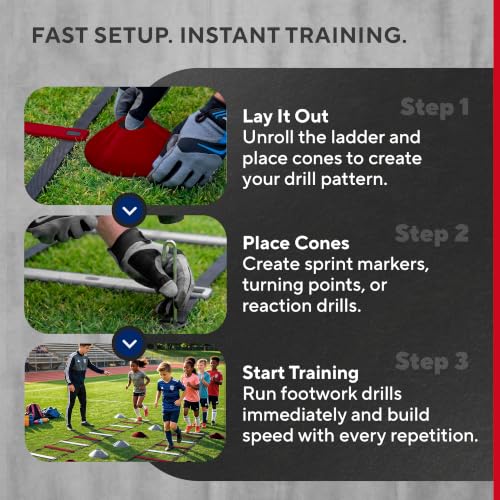 Agility Ladder Set, 12-Rung Speed Ladder + Training Cones, Soccer Training Equipment, Footwork Drills Kit, Speed & Agility Equipment, Football Practice Equipment, Basketball Gear - color: Red and White