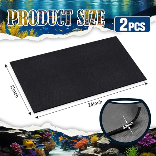 Aquarium Leveling Mat 2PCS/Set Neoprene Non-Slip Shockproof Fish Tank Pad Waterproof Textured Surface for Uneven Surfaces Durable Fish Tank Mat with Easy-Cut Edges (No Glue, 24x12 Inch) - size: 24x12 Inch, style: No Glue