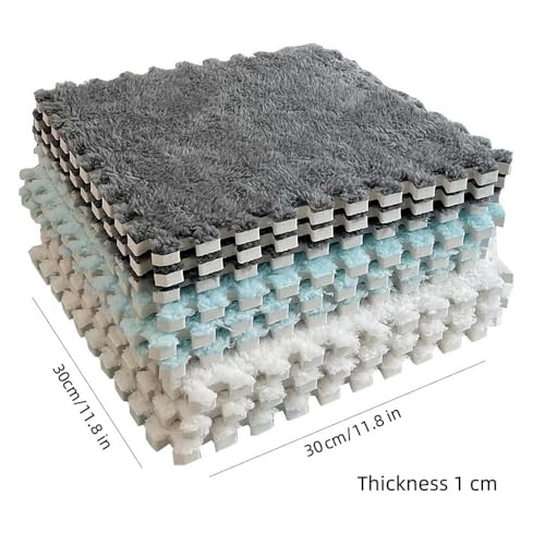 12Pcs Interlocking Carpet Tiles, Plush Interlocking Anti Slip EVA Foam Jigsaw Floor Tiles, for Home Kids Room Playroom, 30x30cm (P) - color: P