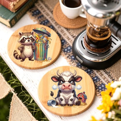 Peacoblue 18 Sheets Rub on Transfers for Crafts, Angry Animals 3.6"x3.9" UV DTF Cup Wraps Waterproof Cold Transfers Stickers for Wood Glass Metal Cup Tumblers Mirrors Mugs Home Decor - style: Angry Animals