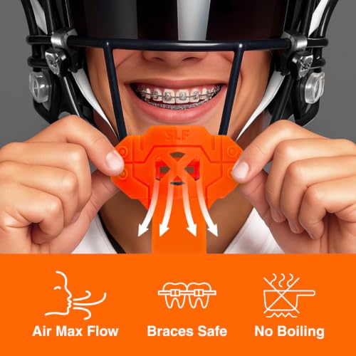 SLEEFS X Football Mouthguard with Strap for High-Impact Shock Protection - color: Orange With Logo