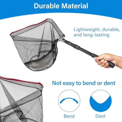 Fishing Net with Handle with Storage Bag,Portable Telescopic Fishing Net Telescoping Handle,Fish Net,Fishing Nets,Extend to 40-63 Inches for Kids Men Women