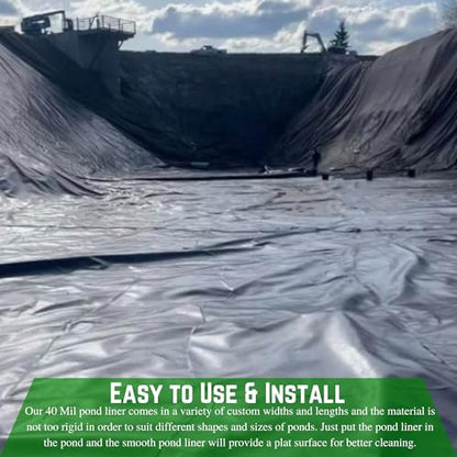 Farm Plastic Supply - 40 Mil Black Pond Liner - Pond Liner, Water Containment Liner, Containment Liner, 40 Mil Fish Pond LLDPE Linern Pond Liner for Outdoor Ponds, Liner (36' x 50') - size: 36' x 50'