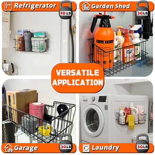 Magnetic Baskets, Large Capacity Metal Wire Mesh Basket Holder Organizer for Sundry Tool Storage, Magnetic Shelf for Garage, Laundry, Kitchen, Workshop, Cabinet(2 Pack) - style: Metal Magnetic Baskets