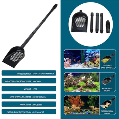 Aquarium Gravel Scooper Sand Shovel Fish Tank Tool with Slotted Scoop for Waste Removal