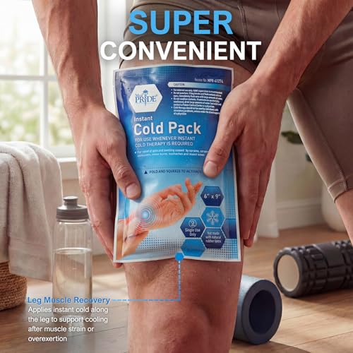 MED PRIDE Disposable Instant Cold Packs for First Aid, Pain Relief, Swelling, Sprains, Injuries, No Freezer Needed (6x9 Inch (Pack of 24) Clear) - size: 6 X 9 Inch (Pack of 24)