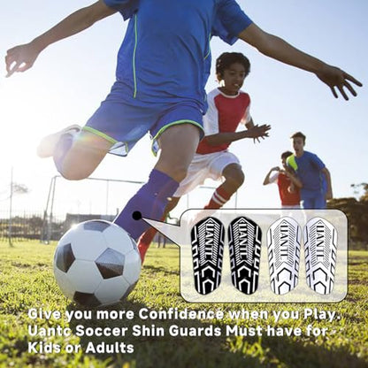 Shin Guards - Soccer Shin Guards with Cushion Protection for Kids/Adults - color: Black and Whtie,Shin Pads 2 Pairs, size: Medium