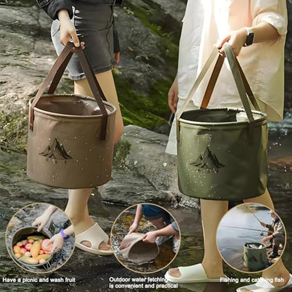 2Pcs Collapsible Bucket with Handle, 10 Gallon(20L+20L), Multifunctional Water Basin, Folding Tub, Portable Bin, Ultra Lightweight Outdoor Basin Bucket, Folding for Fishing, Camping, Hiking
