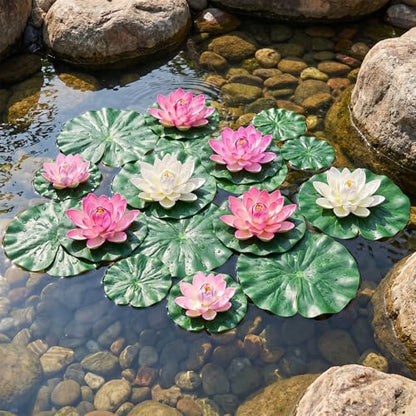 16 Pcs Lily Pad Decor, Lily Pad, Artificial Floating EVA Lotus Leaves for Koi Fish Pool Patio Aquarium (Green)