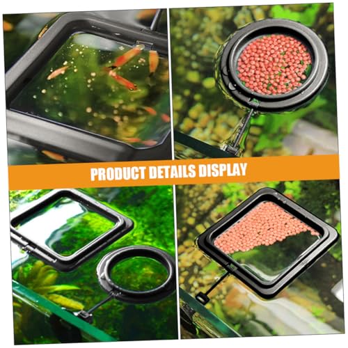 Abaodam 2pcs Aquarium Feeding Rings Floating Fish Feeder with Suction Cups for Small Tanks, Black and Square Shapes, Prevent Food Dispersion for Guppy Goldfish and Betta