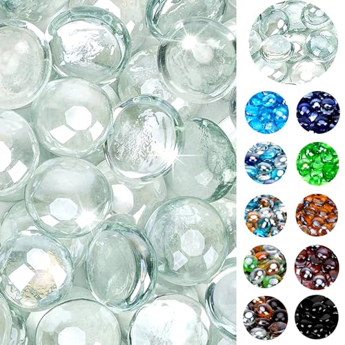 onlyfire Fire Pit Glass Rocks 10 lbs, High Luster Fire Glass Beads 1/2 Inch, Tempered Glass Marbles for Propane/Natural Gas Fire Pit, Fireplace, Multicolor & Blends Available - color: Crystal Ice