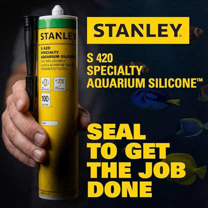 Stanley Waterproof Aquarium Silicone - 12x10.1 Fl. Oz. Clear, Waterproof Bond to Glass, Non-Toxic Aquarium Sealer for Freshwater & Saltwater Aquarium | 12 Pack.