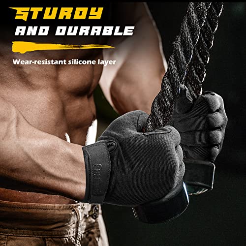 FREETOO Full-Finger Workout Gloves for Men, Padded Gym Gloves with Grip - size: Small