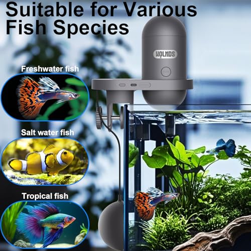 WiFi Automatic Fish Feeder with 2.5K Camera, 2.4/5G Smart App Remote Contro & Vacation Timer, 0.2g Precision Aquatic Pet Feeder, 230ML Moisture-Proof Fish Food Dispenser for 10+ Gallon Tank - color: Dark Grey