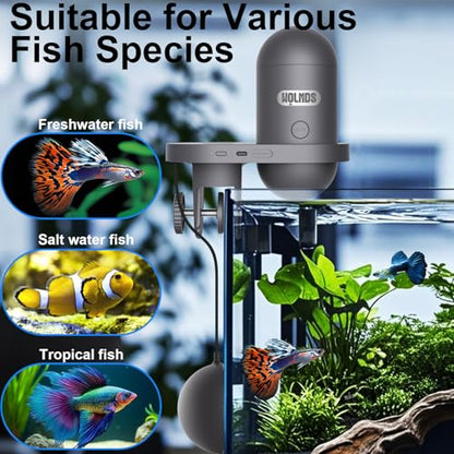 WiFi Automatic Fish Feeder with 2.5K Camera, 2.4/5G Smart App Remote Contro & Vacation Timer, 0.2g Precision Aquatic Pet Feeder, 230ML Moisture-Proof Fish Food Dispenser for 10+ Gallon Tank - color: Dark Grey