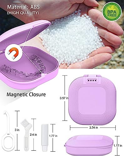 HEMILAB® Retainer Case, Slim Aligner Case with Vent Holes, Compatible with Invisalign, Mouth Guard Box with Retainer Removal Tool, Purple