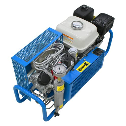 TUXING 4500Psi Pcp Air Compressor, 300Bar High Pressure Diving Compressor Gasoline Drive, Manual Shutdown Version, for Scuba Breathing Snorkeling Water Sport Paintball Blue
