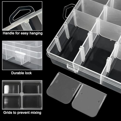 4 Pack Clear Plastic Organizer Box - 36-Grid Adjustable Dividers Storage Container with Secure Lid - BPA-Free Small Part Case for Earrings, Jewelry, Fishing Lures, Screws & Hardware, No Handle - size: 4 Pack 36 Compartments