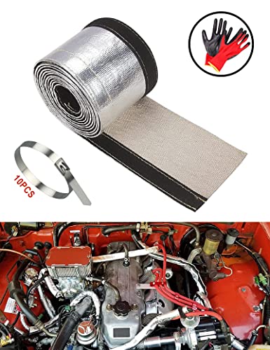 Heat Shroud Aluminized Sleeving Heat Shield fuel line wire heat sleeve for Ultimate Heat Protection Hose Wire Sleeving with 10PCS Stainless Steel Cable Metal Ties-Silve (1-1/2" I.D.x 10FT) - color: Silver, size: 1-1/2"IDx10FT