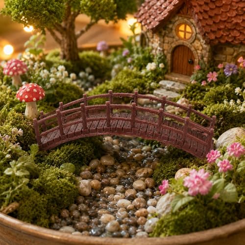 LOGOFUN Miniature Arch Bridge Plastic Chinese Bonsai Bridge Model | Plastic bridge model decorates bonsai pots, micro landscapes, fish tanks and garden craft scenes.