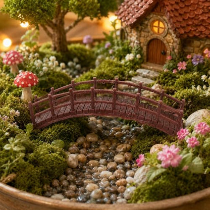 LOGOFUN Miniature Arch Bridge Plastic Chinese Bonsai Bridge Model | Plastic bridge model decorates bonsai pots, micro landscapes, fish tanks and garden craft scenes.