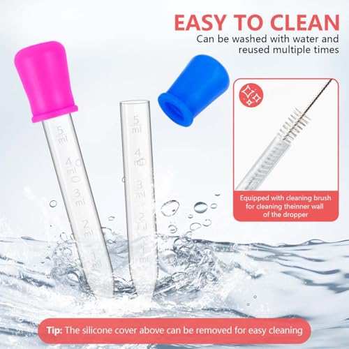 10 Pack 5ML Liquid Dropper Pipettes with Silicone Bulb Tip Clear Medicine Eye Droppers with Brush Essential Oil Transfer for Kids Kitchen Crafts Science Experiments Makeup Tool Gummy Bear