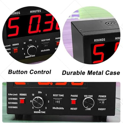 Boxing Interval Timer,Professional Gym Timer with LED Display,Selectable Training Time & Cycle Repetitions,Adjustable Sound,for Muay Thai,MMA,Kickboxing Blue - color: Blue