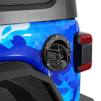 Hooke Road JL Aluminum Fuel Filler Door Gas Cap Tank Cover for 2018-2026 Jeep Wrangler JL JLU 2/4 Doors (Half Face Style)