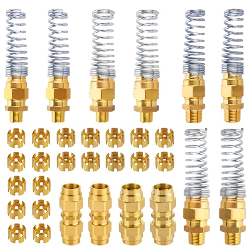 32PCS Brass DOT Air Brake Hose End Fitting Kit - J1402 Sleeve Tube Assortment for Replacement, Assembly (Connector, Union and Sleeve) - style: 32PCS