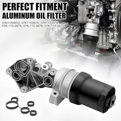 07K115408 Oil Filter Housing Cover Cap Fit for 2.5 Jetta, Beetle, Golf, Rabbit & Passat 2005-2014