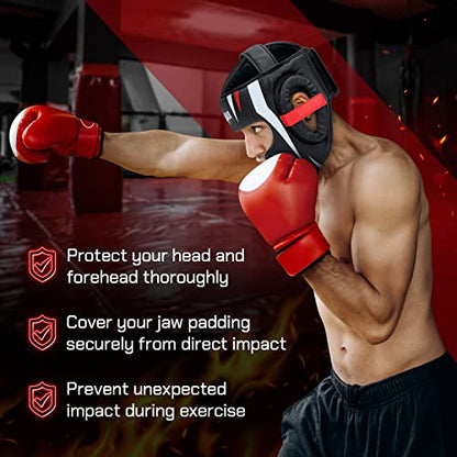 Yes4All Extreme Full Face Boxing Headgear, Adjustable Sparring Headgear, Martial Arts Helmet with PU Leather for Muay Thai, MMA Training, Sparring, Kickboxing - style: B.Large