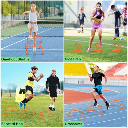 Agility Hurdles Training Equipment - Speed Hurdles and Soccer Cones with Carrying Bag for Soccer, Football, and Track Drills, Ideal for Athletes Speed and Agility Training