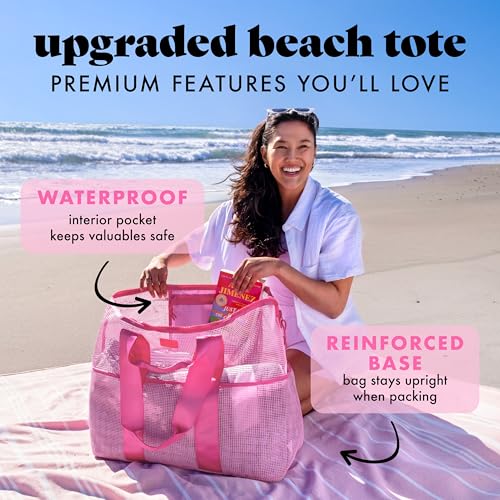 Fit & Fresh The Shore Thing™ XL Marine Grade Mesh Beach Bag, Extra Large Beach Tote, Durable, Sandproof Oversized Pool Bag