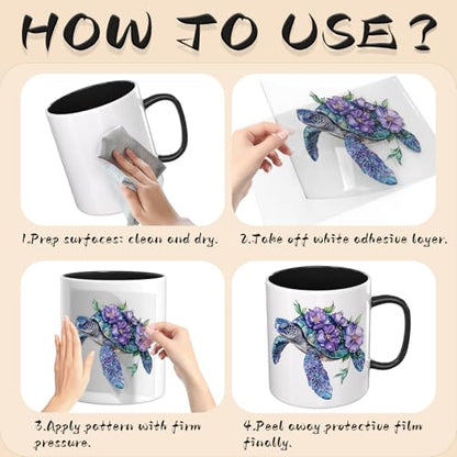 UV DTF Cup Wrap Transfer Stickers for Tumblers and Glasses, 2 Sheets Sea Turtle Rub On Decals for Cups, Mugs, Water Bottles - style: Sea Turtle
