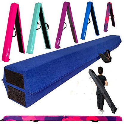 Marfula 6 FT / 8 FT / 9 FT Folding Gymnastics Beam Foam Balance Floor Beam - color: Blue, size: 6 Ft