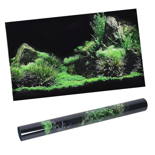 Aquarium Background Aquarium Decoration Sticker, DIY Aquarium Fish Seafloor Water Grass Background Painting PVC Sticker(91 * 50cm)